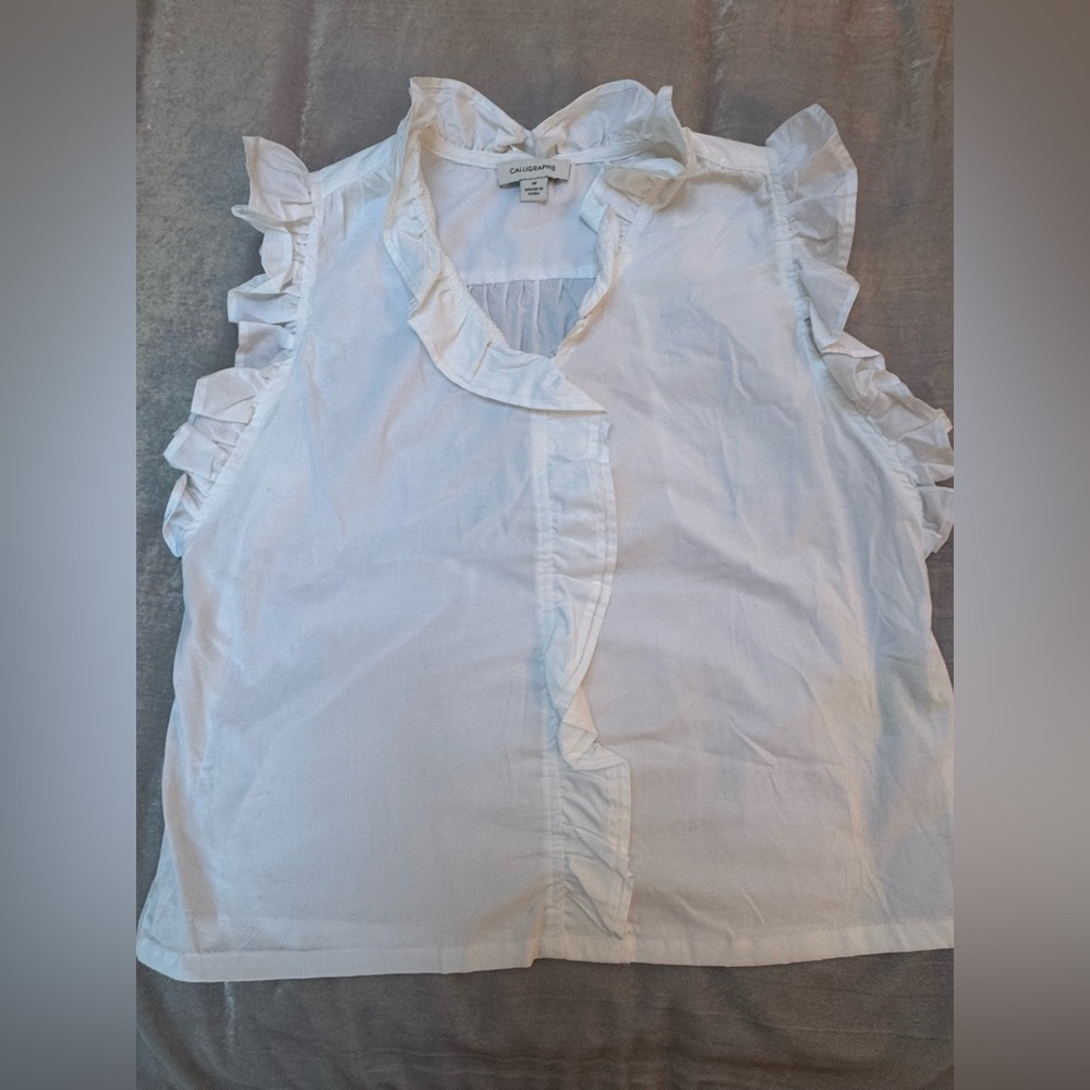 White Ruffled Blouse - like new